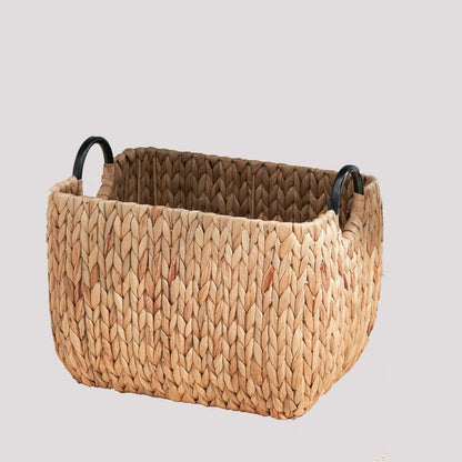 Isidore Round Water Hyacinth Seagrass Woven Basket for Home Storage