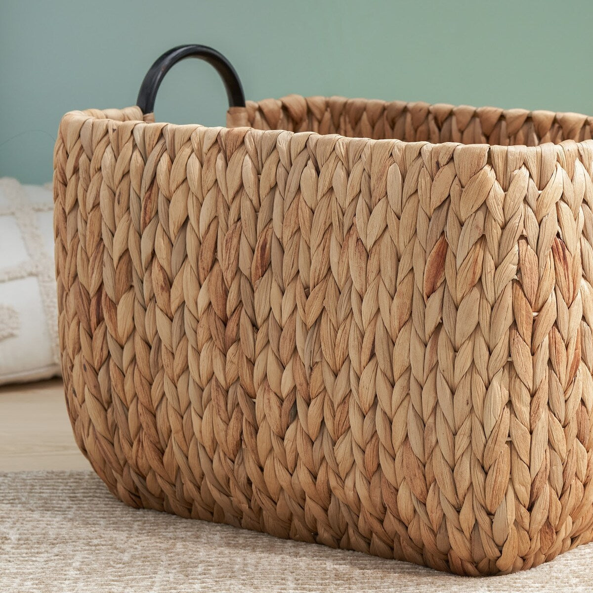 Isidore Round Water Hyacinth Seagrass Woven Basket for Home Storage