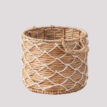 Isidore Round Water Hyacinth Seagrass Woven Basket for Home Storage