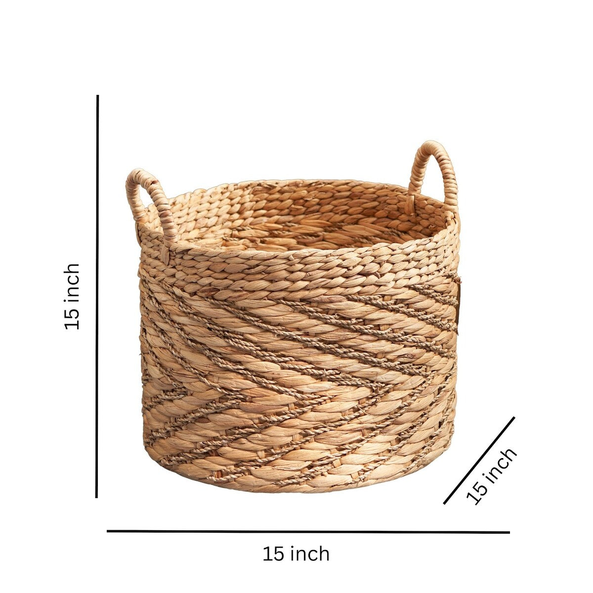 Isidore Round Water Hyacinth Seagrass Woven Basket for Home Storage