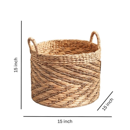 Isidore Round Water Hyacinth Seagrass Woven Basket for Home Storage