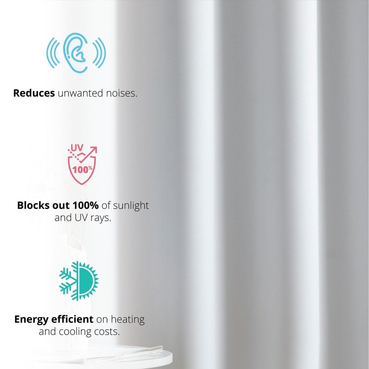 HLC.me Laurance 100% Blackout Curtains - Thermal Insulation Energy Efficient Grommet Window Curtains, Set of 2