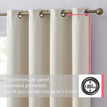 HLC.me Laurance 100% Blackout Curtains - Thermal Insulation Energy Efficient Grommet Window Curtains, Set of 2