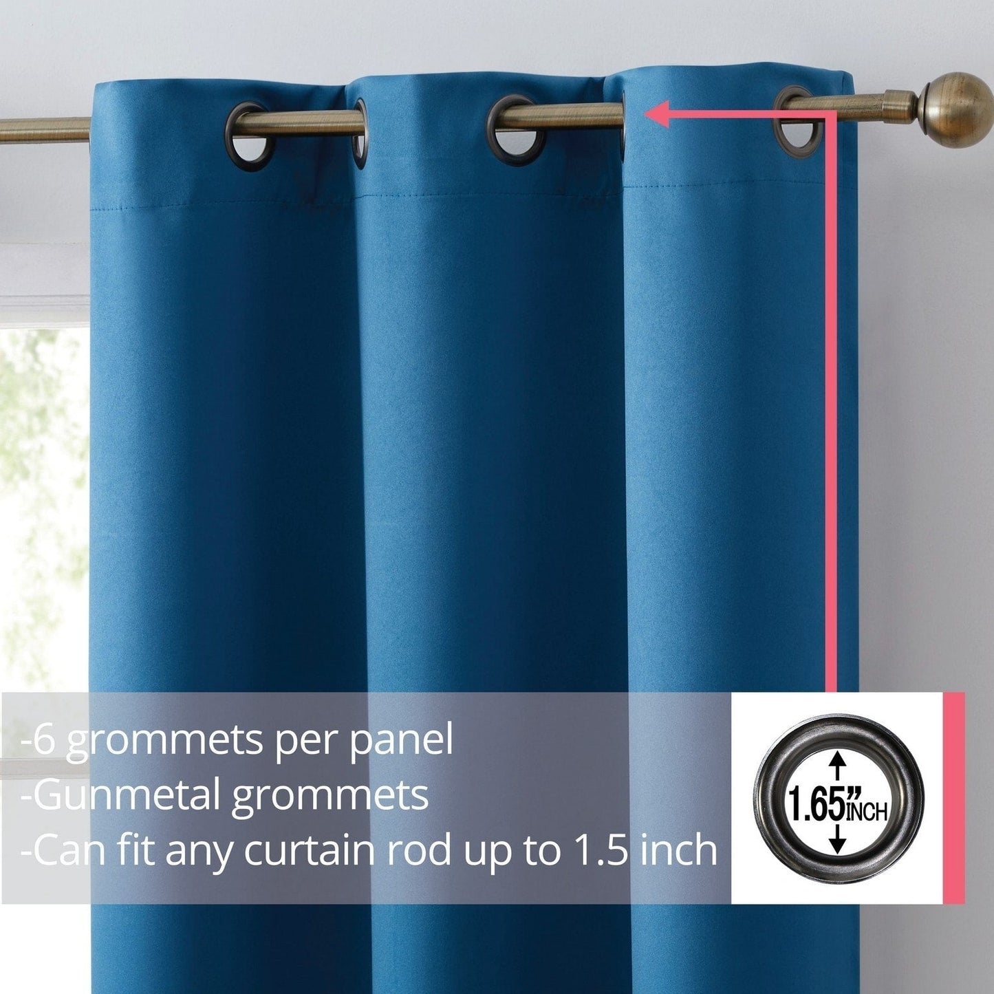 HLC.me Laurance 100% Blackout Curtains - Thermal Insulation Energy Efficient Grommet Window Curtains, Set of 2