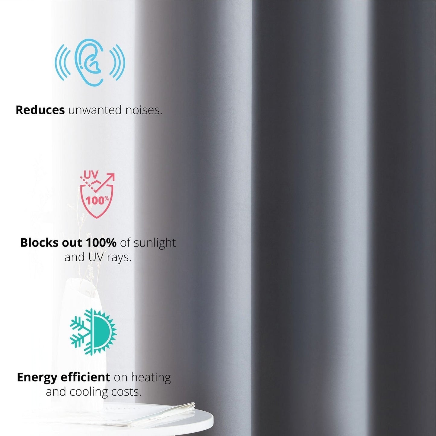 HLC.me Laurance 100% Blackout Curtains - Thermal Insulation Energy Efficient Grommet Window Curtains, Set of 2