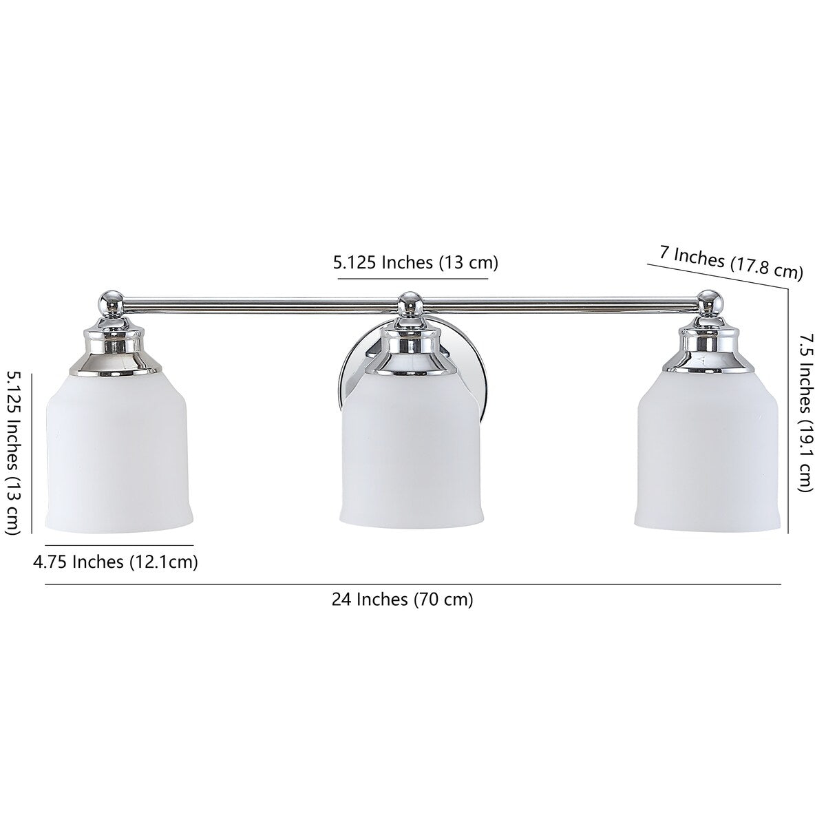 Jayne Iron/Frosted Glass Farmhouse Cottage LED Vanity Light, by JONATHAN Y