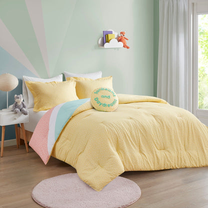 Jessie Yellow Rainbow Sunburst Reversible Cotton Comforter Set by Urban Habitat Kids