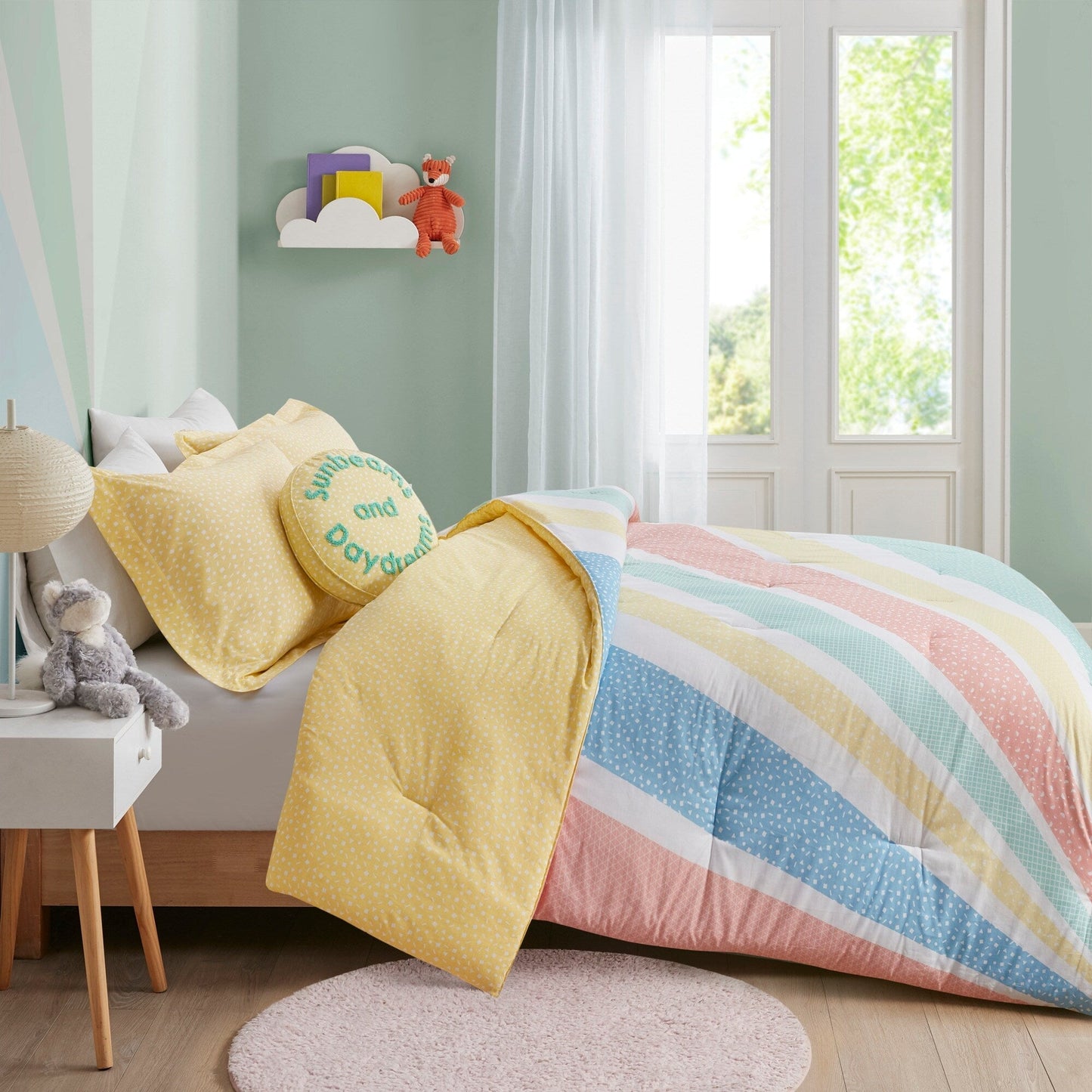 Jessie Yellow Rainbow Sunburst Reversible Cotton Comforter Set by Urban Habitat Kids