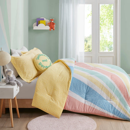 Jessie Yellow Rainbow Sunburst Reversible Cotton Comforter Set by Urban Habitat Kids