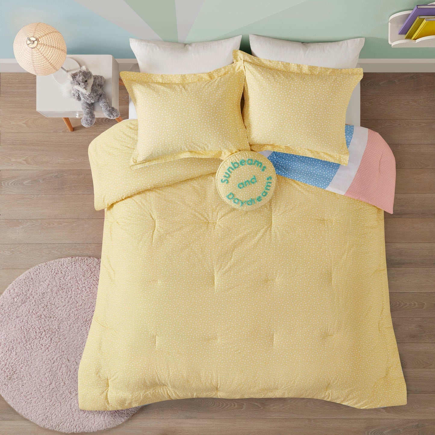 Jessie Yellow Rainbow Sunburst Reversible Cotton Comforter Set by Urban Habitat Kids