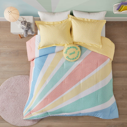 Jessie Yellow Rainbow Sunburst Reversible Cotton Comforter Set by Urban Habitat Kids