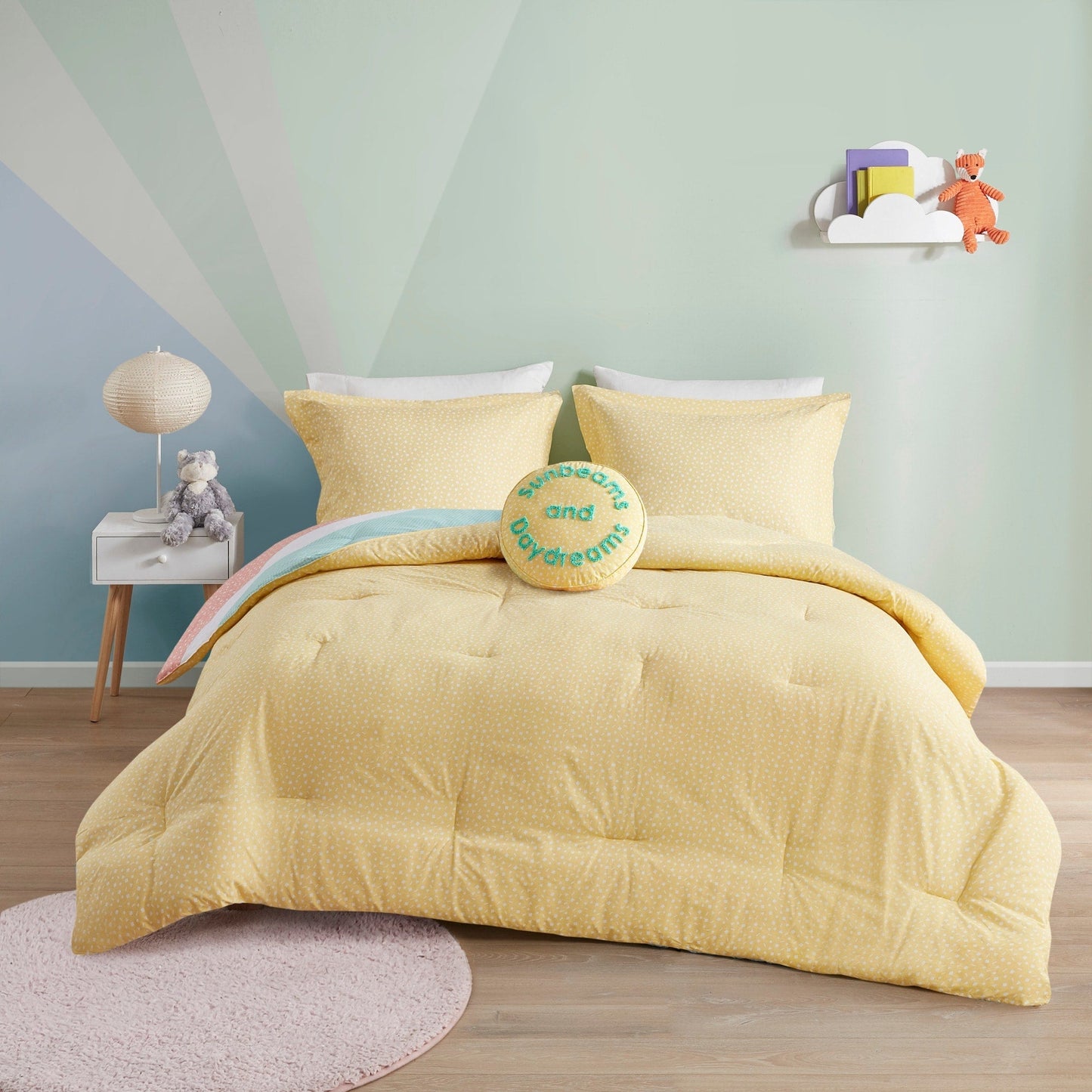 Jessie Yellow Rainbow Sunburst Reversible Cotton Comforter Set by Urban Habitat Kids