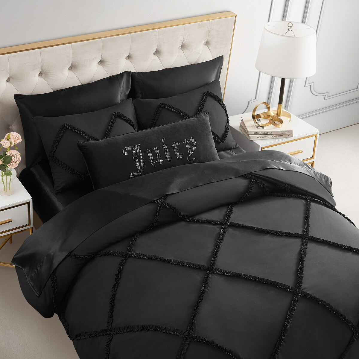 Juicy Couture Diamond Ruffle Reversible Comforter Set