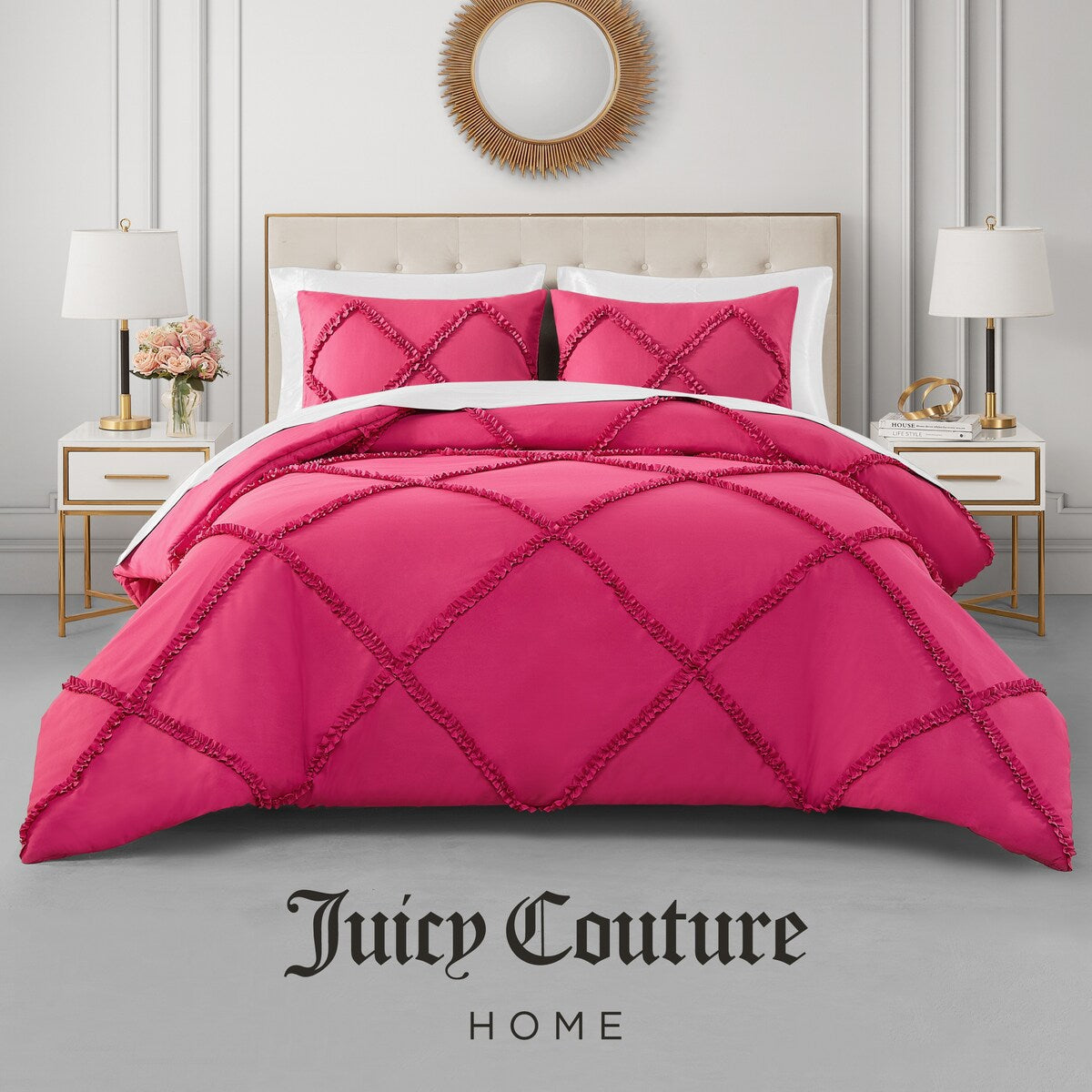 Juicy Couture Diamond Ruffle Reversible Comforter Set