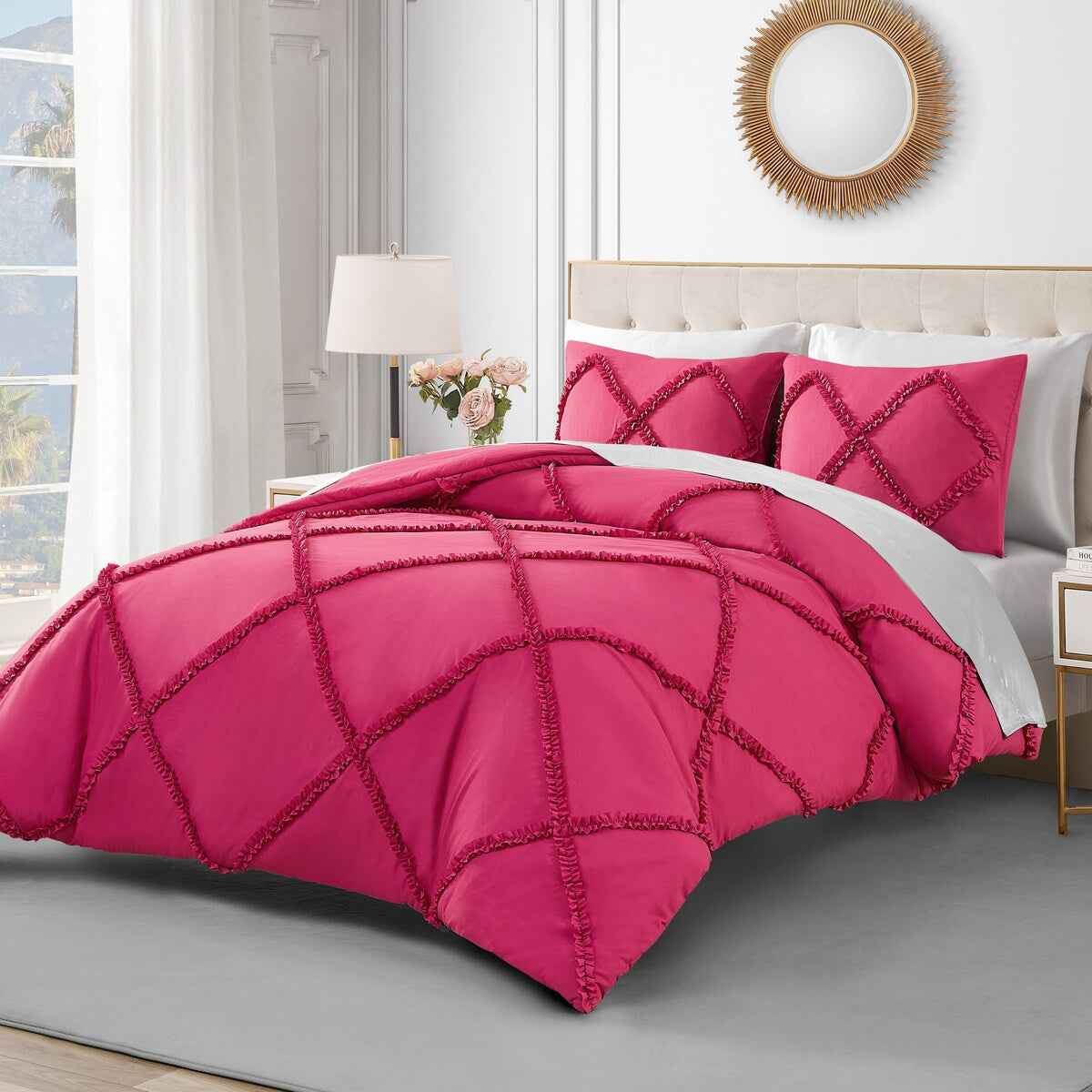 Juicy Couture Diamond Ruffle Reversible Comforter Set