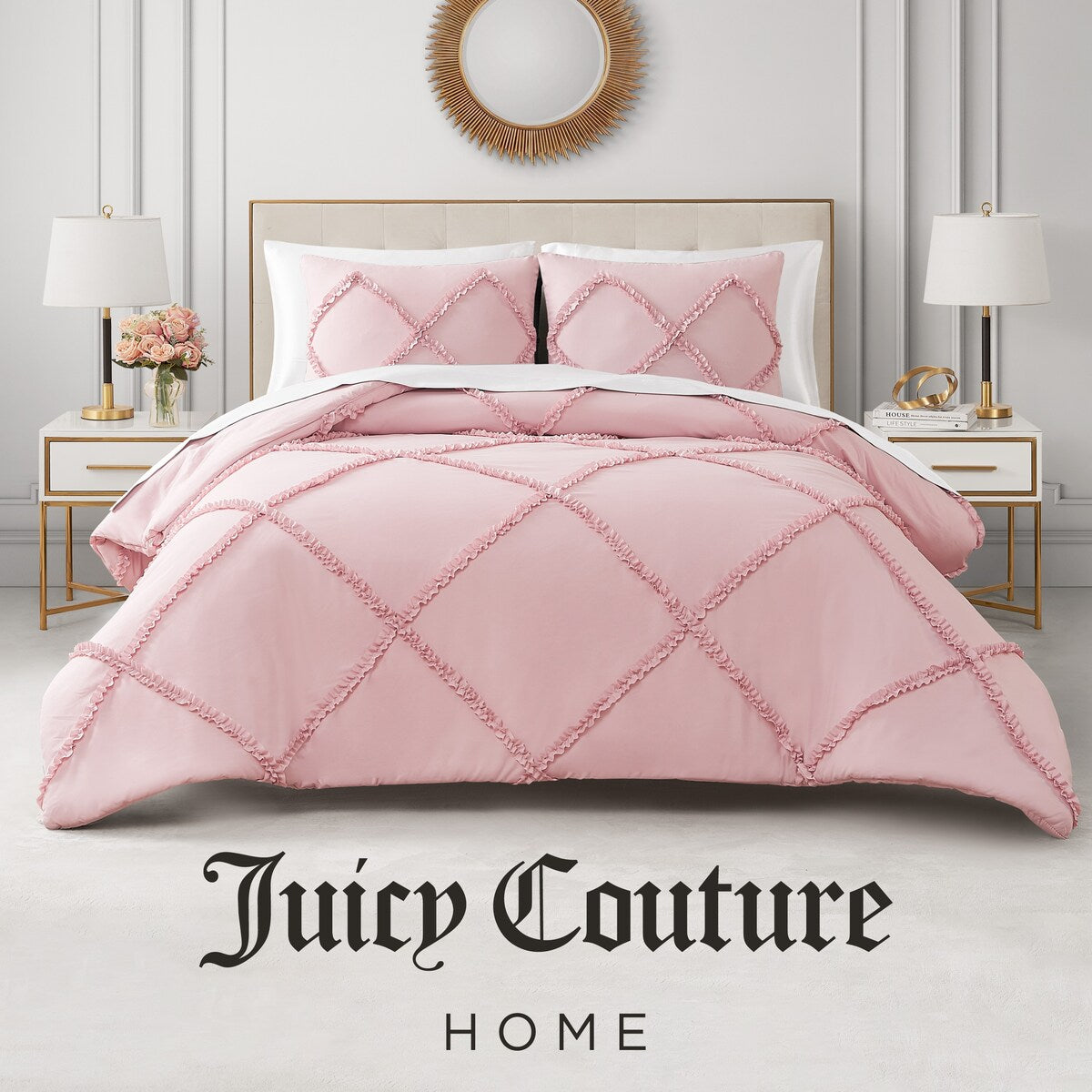 Juicy Couture Diamond Ruffle Reversible Comforter Set