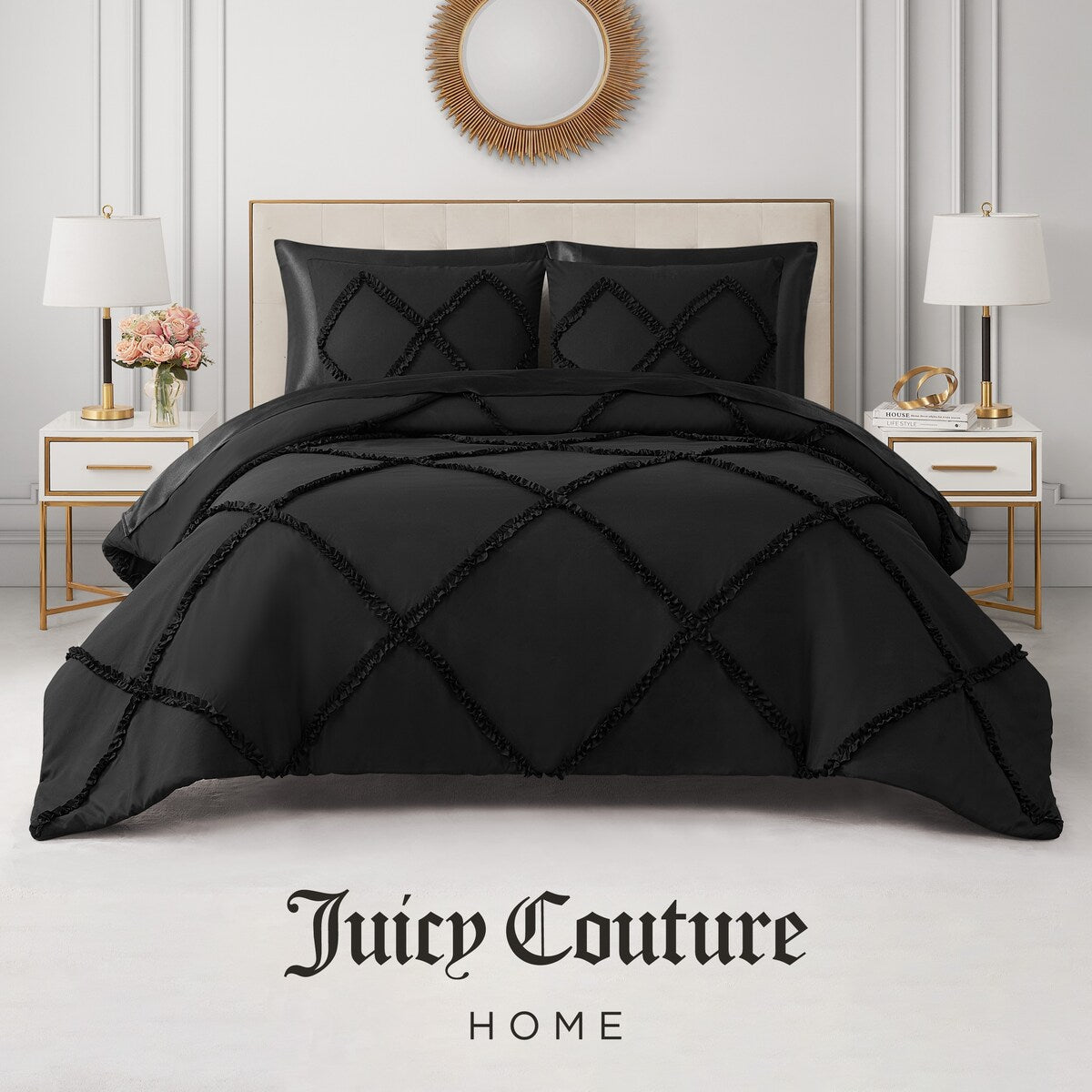 Juicy Couture Diamond Ruffle Reversible Comforter Set