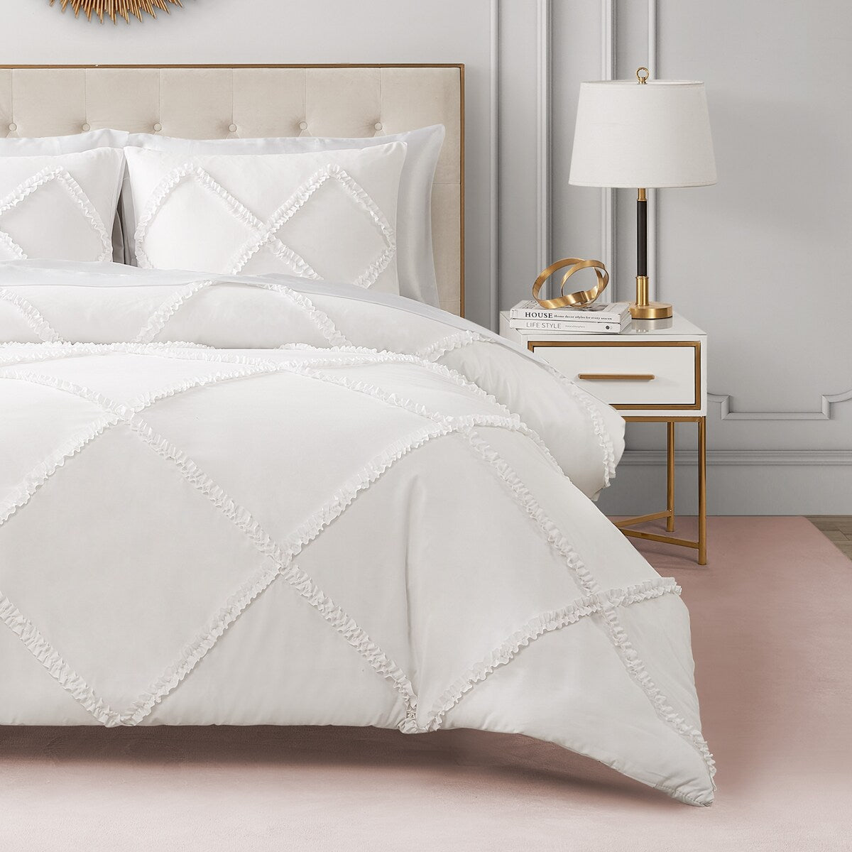 Juicy Couture Diamond Ruffle Reversible Comforter Set