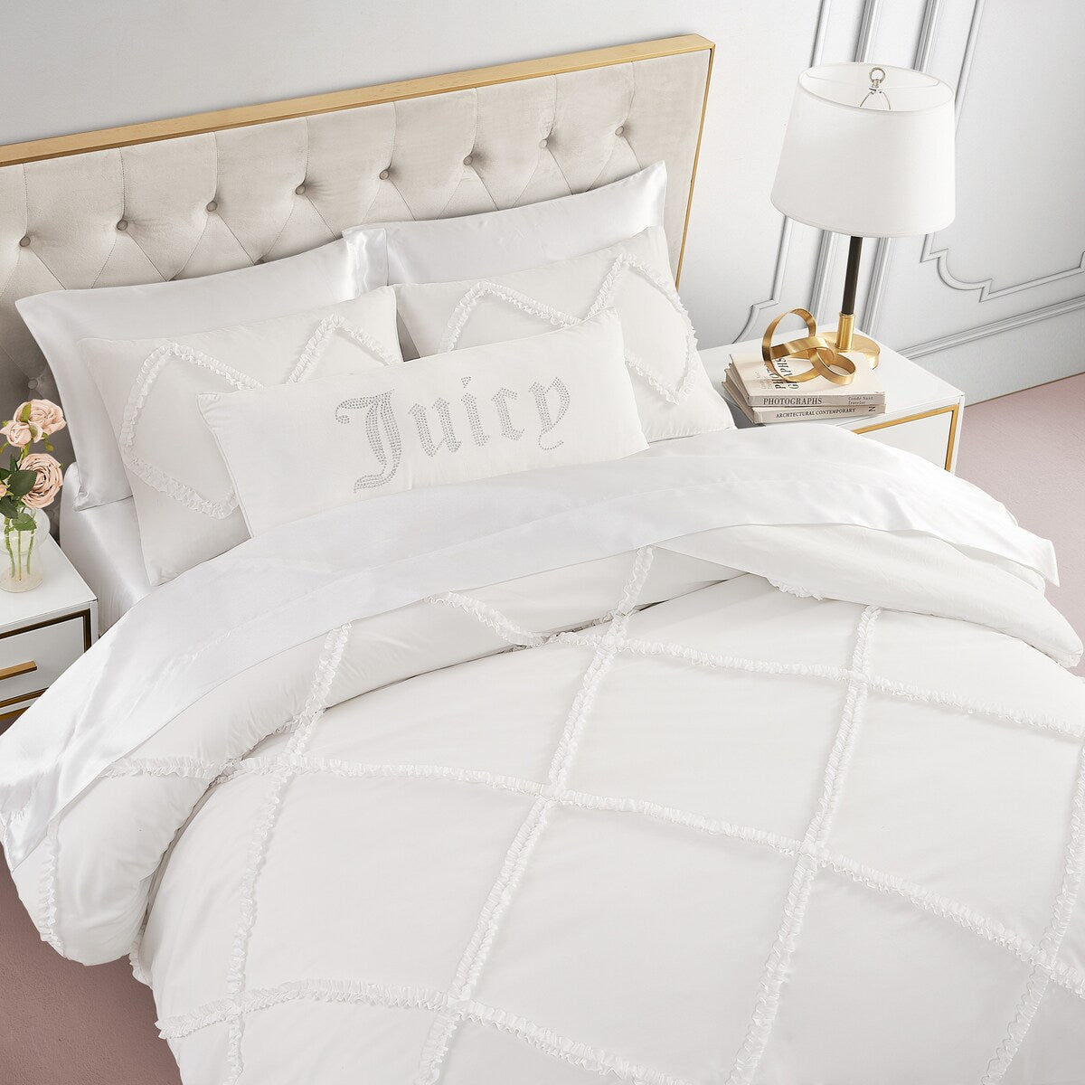 Juicy Couture Diamond Ruffle Reversible Comforter Set