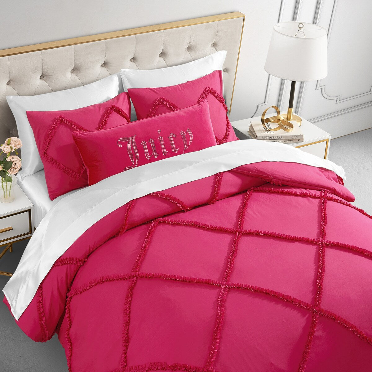 Juicy Couture Diamond Ruffle Reversible Comforter Set