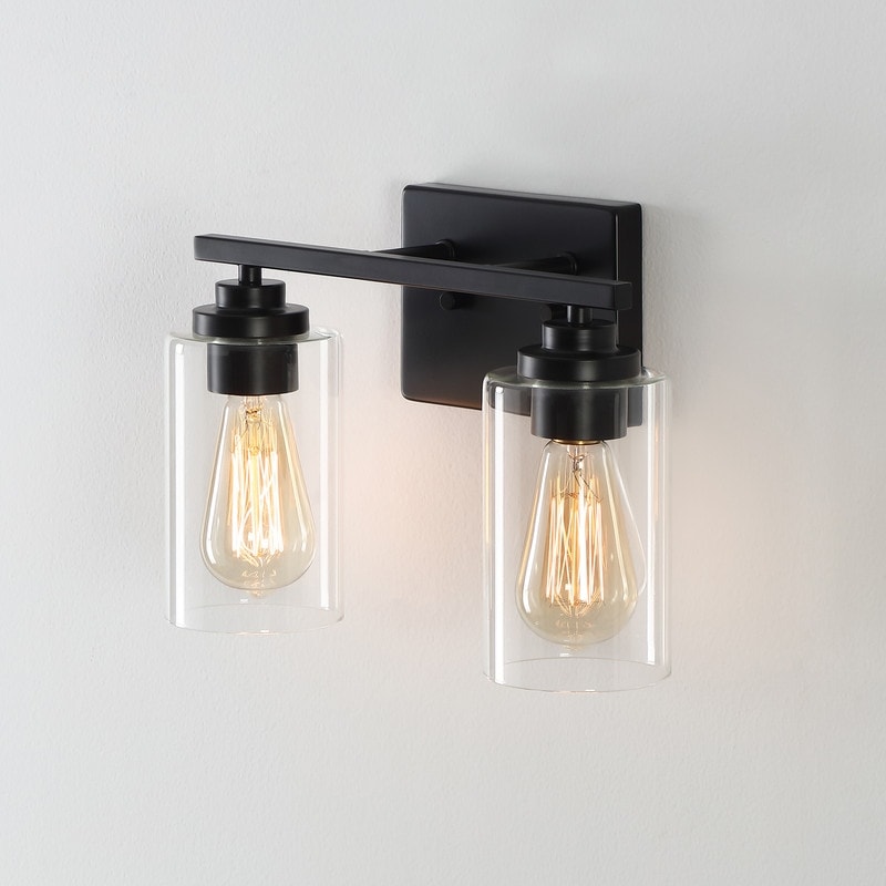 KAWOTI 2-Light Dimmable Bathroom Vanity Light with Clear Glass Shade