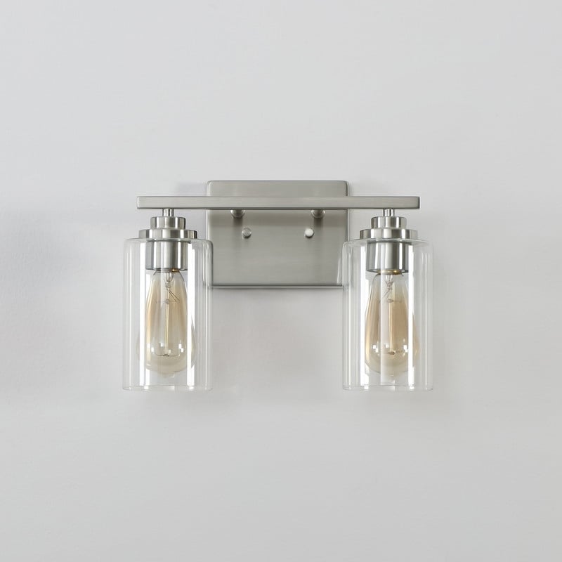 KAWOTI 2-Light Dimmable Bathroom Vanity Light with Clear Glass Shade