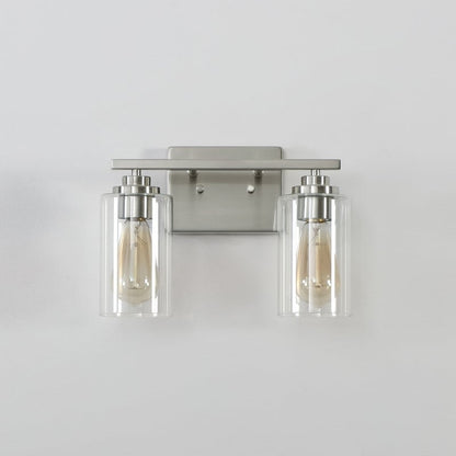 KAWOTI 2-Light Dimmable Bathroom Vanity Light with Clear Glass Shade