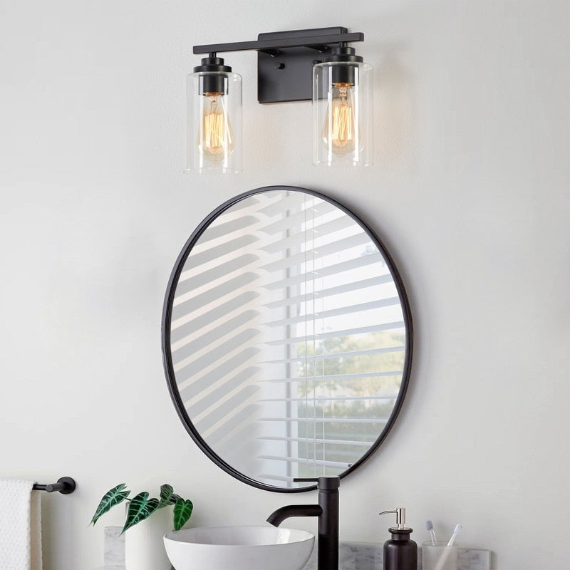 KAWOTI 2-Light Dimmable Bathroom Vanity Light with Clear Glass Shade