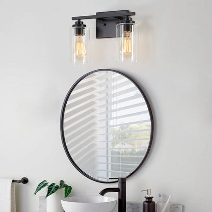 KAWOTI 2-Light Dimmable Bathroom Vanity Light with Clear Glass Shade