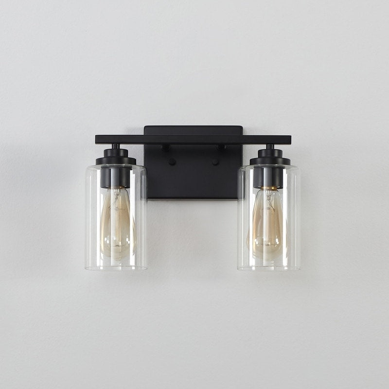 KAWOTI 2-Light Dimmable Bathroom Vanity Light with Clear Glass Shade