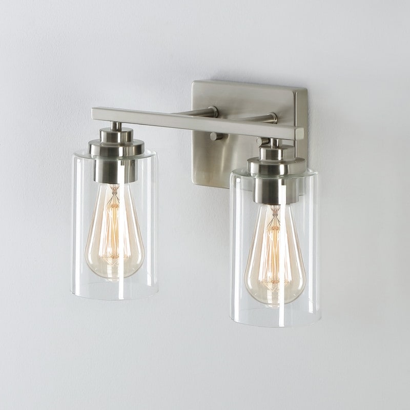 KAWOTI 2-Light Dimmable Bathroom Vanity Light with Clear Glass Shade