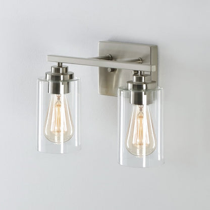 KAWOTI 2-Light Dimmable Bathroom Vanity Light with Clear Glass Shade