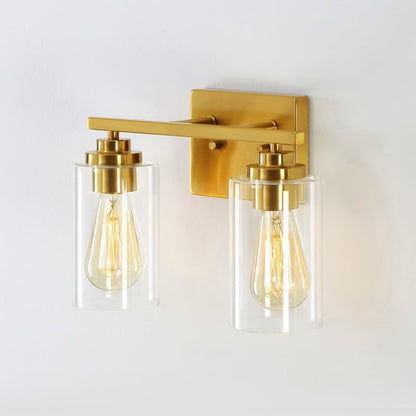 KAWOTI 2-Light Dimmable Bathroom Vanity Light with Clear Glass Shade