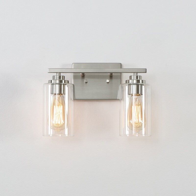 KAWOTI 2-Light Dimmable Bathroom Vanity Light with Clear Glass Shade