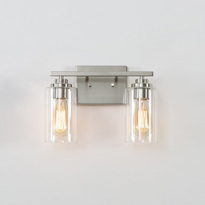 KAWOTI 2-Light Dimmable Bathroom Vanity Light with Clear Glass Shade