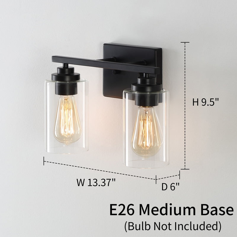KAWOTI 2-Light Dimmable Bathroom Vanity Light with Clear Glass Shade