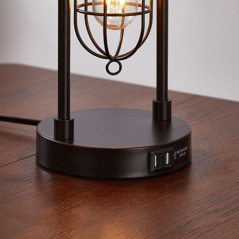 KAWOTI 21.5 inch Table Lamp Set with Night Light and USB Ports, Bulbs