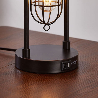 KAWOTI 21.5 inch Table Lamp Set with Night Light and USB Ports, Bulbs