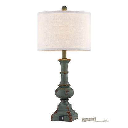 KAWOTI 25.5 Framhouse Table Lamp Set with USB Ports, Bulbs(Set of 2) - W12 x H25.5