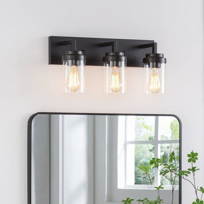 KAWOTI 3 Light Bathroom Vanity Light with Clear Glass Shade