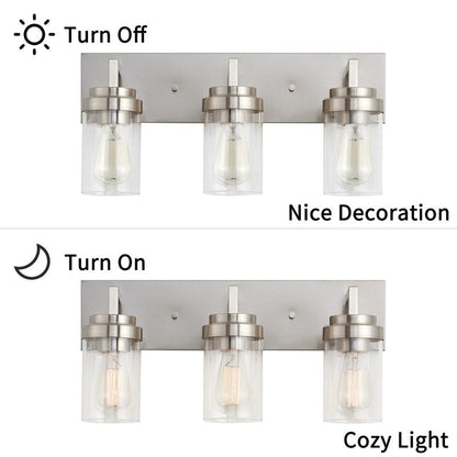 KAWOTI 3 Light Bathroom Vanity Light with Clear Glass Shade