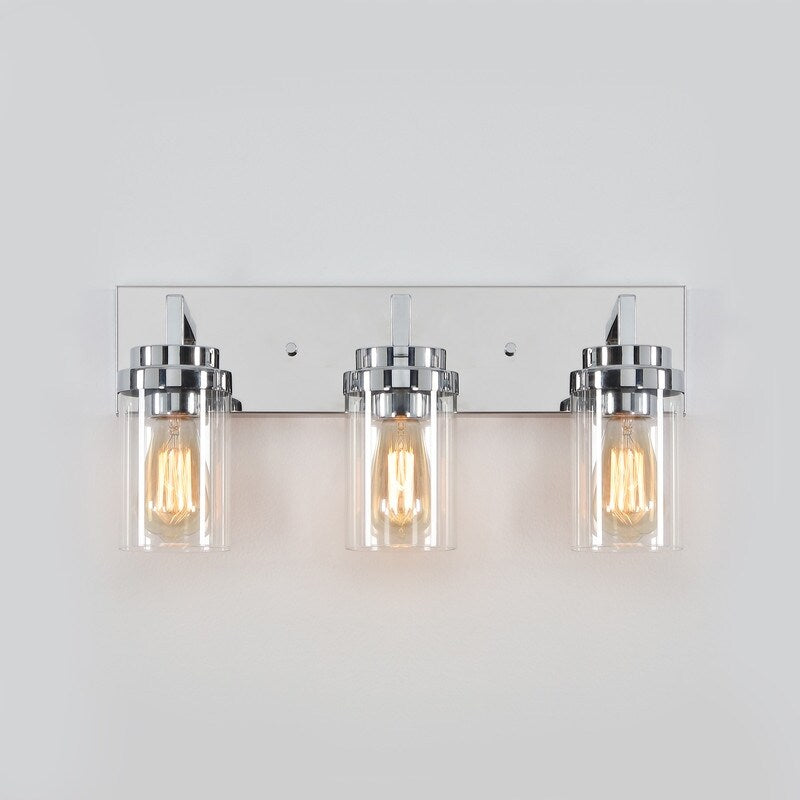 KAWOTI 3 Light Bathroom Vanity Light with Clear Glass Shade
