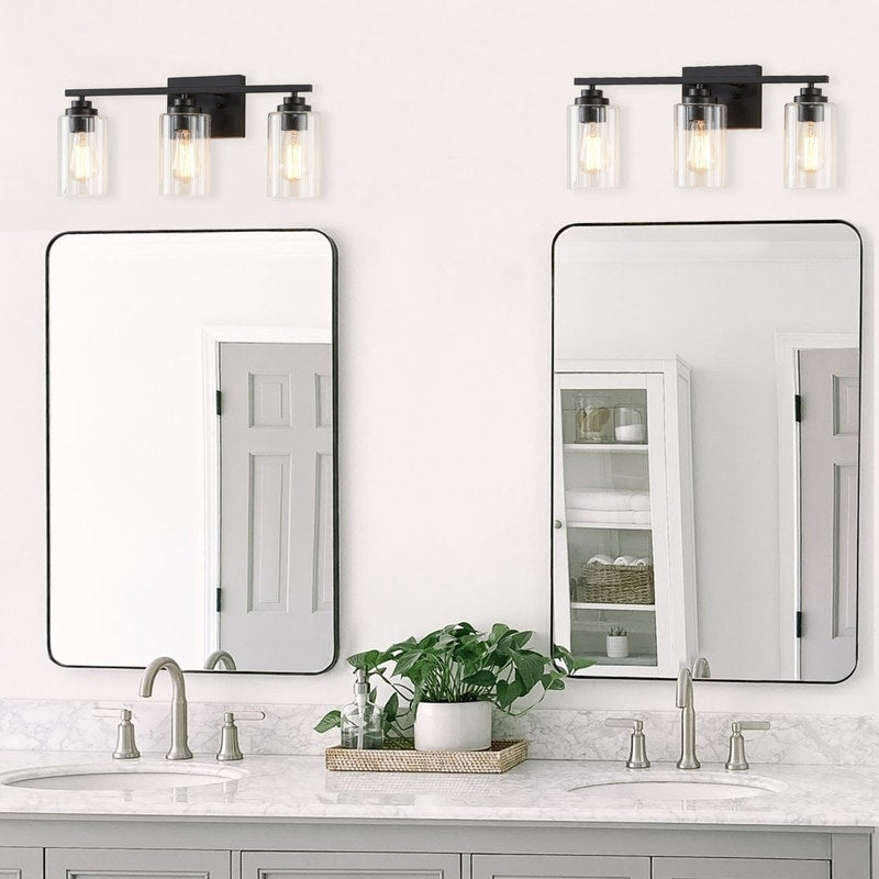 KAWOTI 3 Light Bathroom Vanity Light with Clear Glass Shade