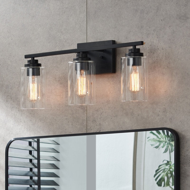 KAWOTI 3 Light Bathroom Vanity Light with Clear Glass Shade