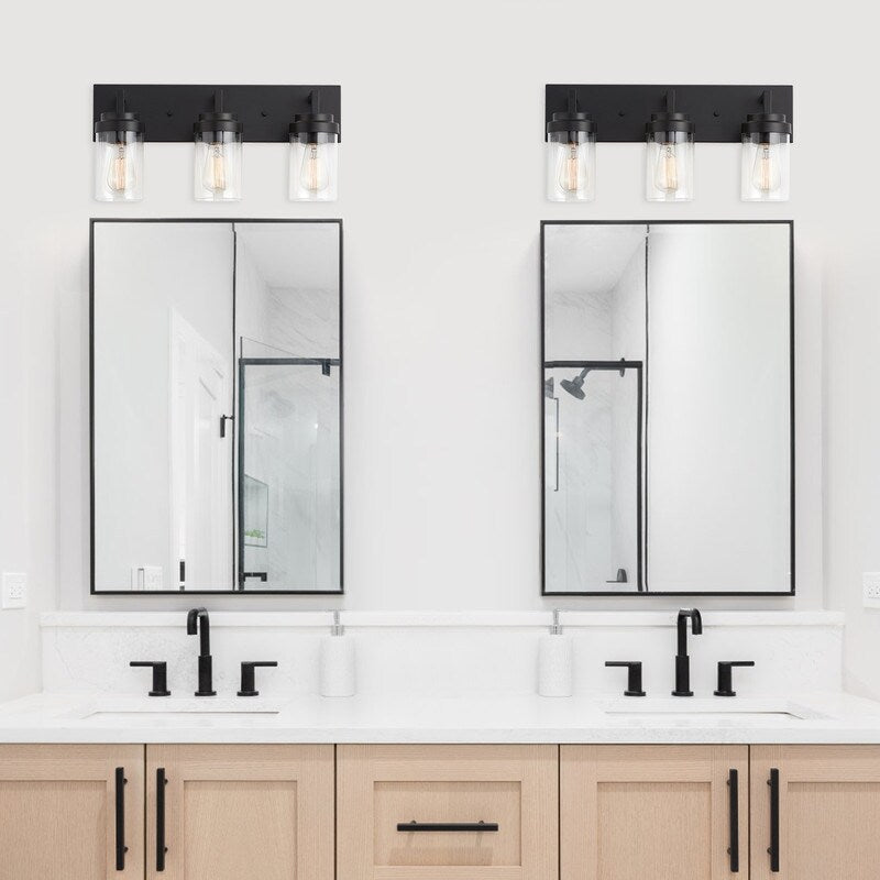 KAWOTI 3 Light Bathroom Vanity Light with Clear Glass Shade
