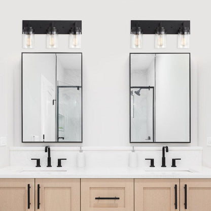 KAWOTI 3 Light Bathroom Vanity Light with Clear Glass Shade