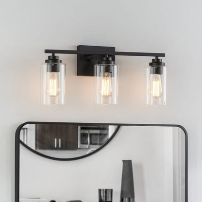 KAWOTI 3 Light Bathroom Vanity Light with Clear Glass Shade