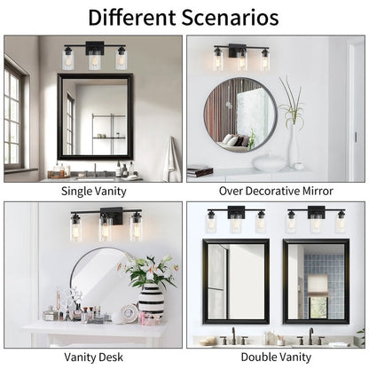 KAWOTI 3 Light Bathroom Vanity Light with Clear Glass Shade