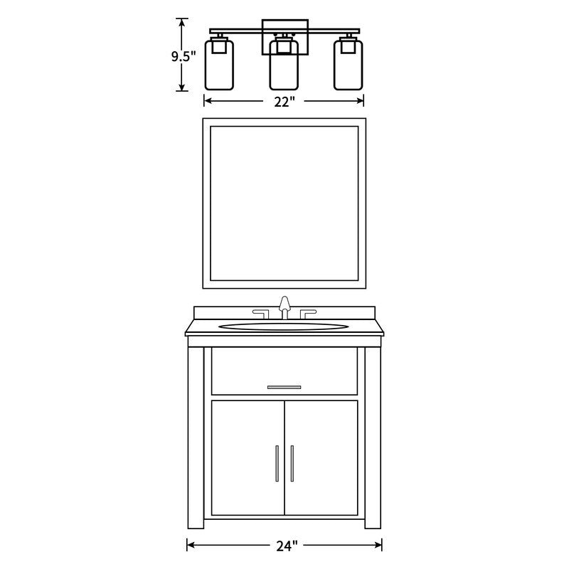 KAWOTI 3 Light Bathroom Vanity Light with Clear Glass Shade