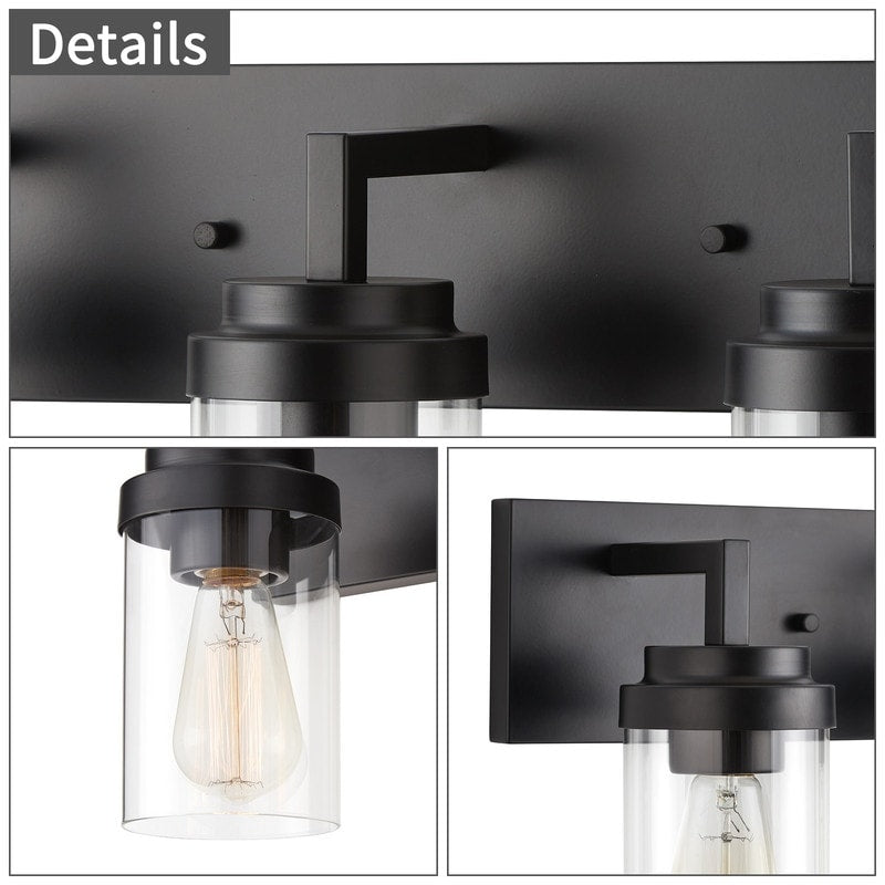 KAWOTI 3 Light Bathroom Vanity Light with Clear Glass Shade